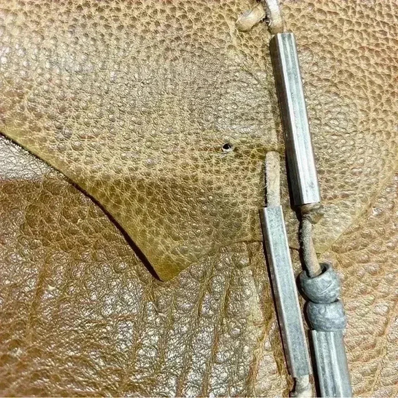 Free People Isle Distressed Tote Bag Tan Cowhide Hobo Metal Dangles suede Rare - Picture 6 of 16